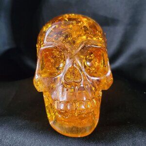 Amber Reconstituted Carved Amber Skull 3.5" x 3.5" x 2" Reconstituted Amber
